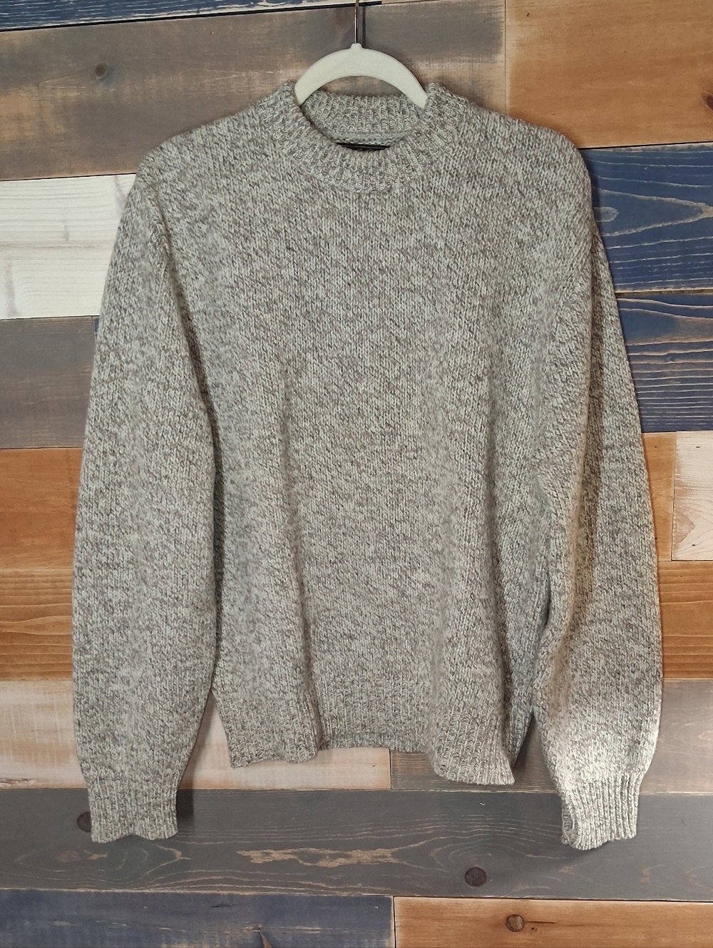 Eddie Bauer Vintage Wool Fisherman Sweater XL Oatmeal